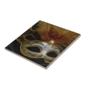 Carreau Mascarade vénitienne de masque de carnaval d'or (Côté)