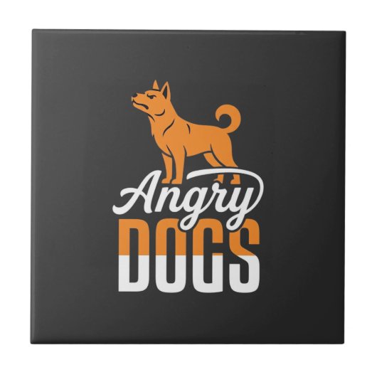 Carreau Mascotte vectorielle de chiens en colère (Devant)