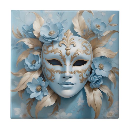 Carreau Masque de carnaval bleu et or (Devant)