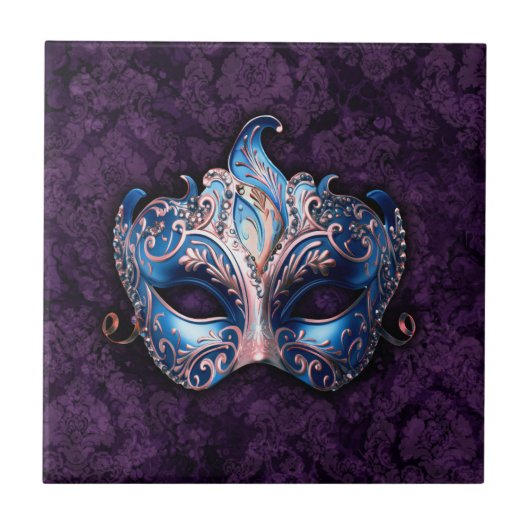 Carreau Masque de masquerade bleu élégant (Devant)