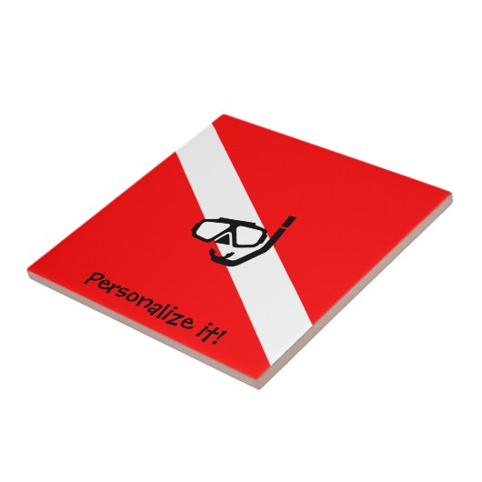 Carreau Masque de plongée avec drapeau (Côté)