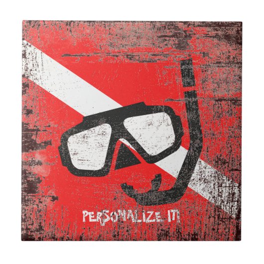 Carreau Masque de plongée avec drapeau (Devant)