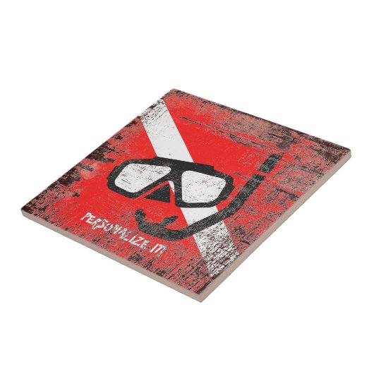 Carreau Masque de plongée avec drapeau (Côté)