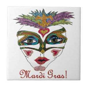 Carreau Masque de plumes de Parties scintillant Mardi Gras