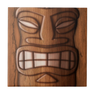 Carreau Masque en bois de Tiki