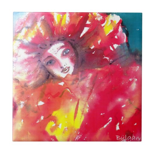 Carreau MASQUE EN ROUGE / Balle mascarade vénitienne, Jaun (Devant)