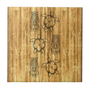 Carreau Masque hawaïen de Honu et de Tiki