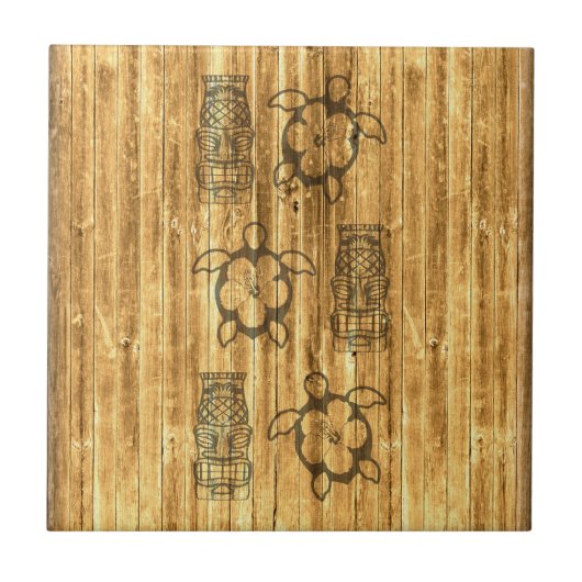 Carreau Masque hawaïen de Honu et de Tiki (Devant)