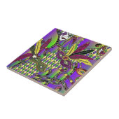 Carreau Masques de plumes de mardi gras psychédélique (Côté)