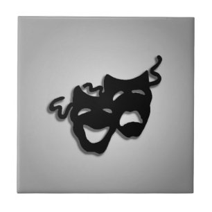 Carreau Masques de théâtre de comédie et de tragédie