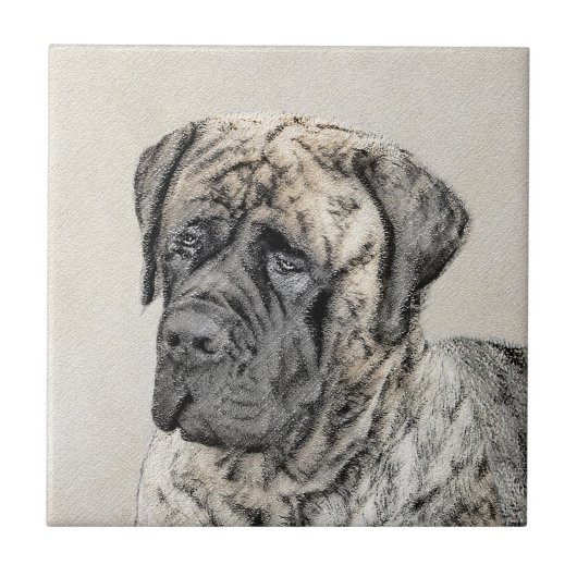 Carreau Mastiff anglais (Brindle) Peinture - Chien Art (Devant)