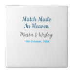 Carreau Match made in heaven blue black couple name date<br><div class="desc">girly design</div>