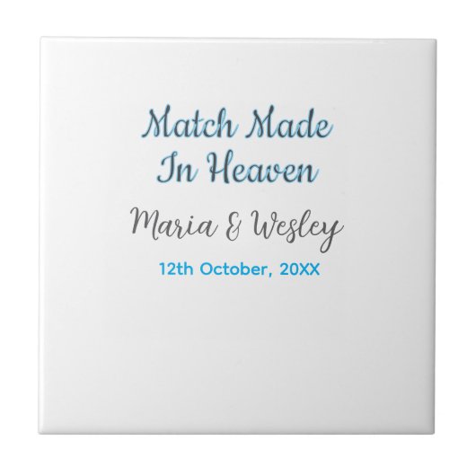 Carreau Match made in heaven blue black couple name date (Devant)