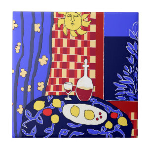 Carreau Matisse Inspiré Bleu Nuit Toujours Vin Citrons