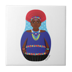 Carreau Matryoshka Zoulou d'Afrique du Sud