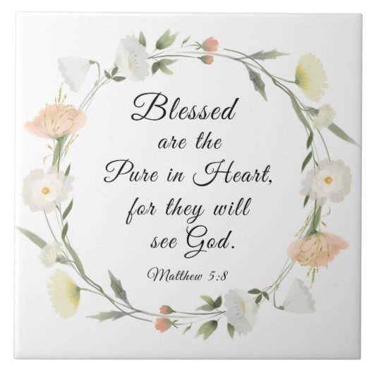 Carreau Matthieu 5:8 Heureux sont les Pures dans la Bible  (Devant)