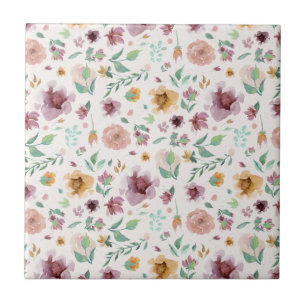 Carreau Mauve, Blush, Or Floral Couleur personnalisée