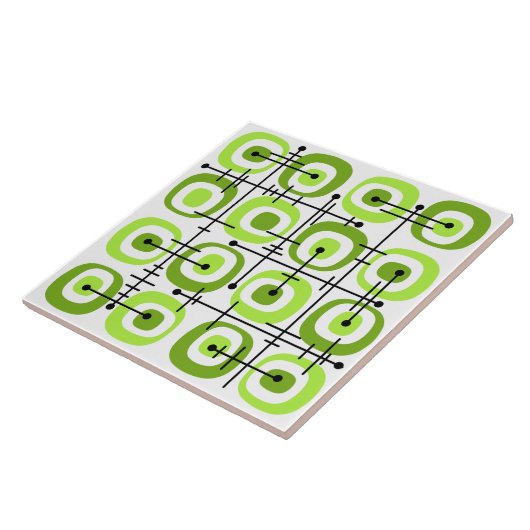 Carreau MCM Moyen-siècle Abstrait Motif Chartreuse (Côté)