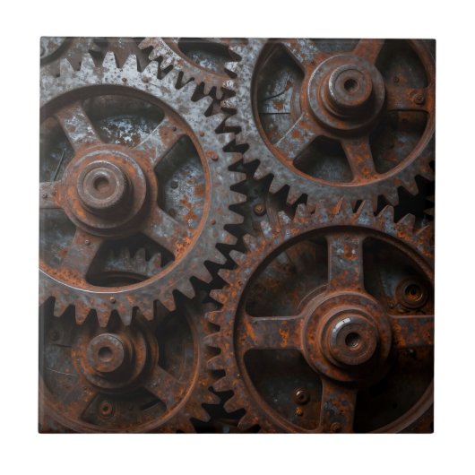 Carreau Mécanisme Industriel Rouillé (Devant)