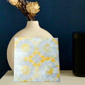 Carreau Médaillon beige Jaune à l'allure de pierre