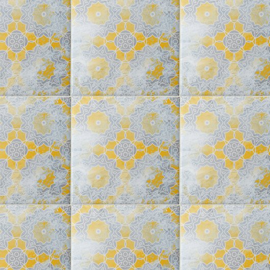 Carreau Médaillon beige Jaune à l'allure de pierre