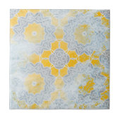 Carreau Médaillon beige Jaune à l'allure de pierre (Devant)