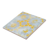 Carreau Médaillon beige Jaune à l'allure de pierre (Côté)