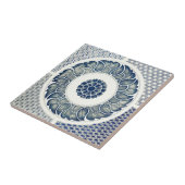 Carreau Médaillon Chinois : Chinoiserie Bleu Indigo (Côté)