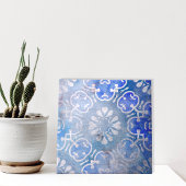 Carreau Médaillon de Mosaïque Bleue Revêtu De Pierre