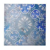 Carreau Médaillon de Mosaïque Bleue Revêtu De Pierre (Devant)