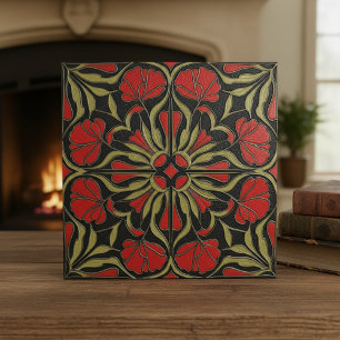 Carreau Médaillon floral Art Nouveau lunatique#12 ID1193