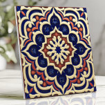 Carreau Médaillon Marocain Cobalt Blue Terracotta<br><div class="desc">Apportez la beauté vibrante du design marocain à votre maison avec ce magnifique carrelage en céramique. Le design est composé d'un motif étoilé complexe en bleu cobalt, rouge terre cuite et jaune crémeux, créant un look audacieux et exotique. Ce carrelage est parfait pour ajouter une touche de style global aux...</div>