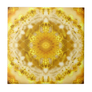 Carreau Médaillon Motif en Motif Batik Jaune de moutarde