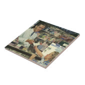 Carreau Médecine vintage, pharmacienne et fille en pharmac (Côté)