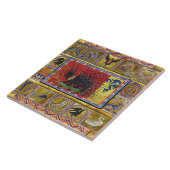 Carreau MEDIEVAL BESTIARY,BLACK HEDGEHOG KING and ANIMALS  (Côté)