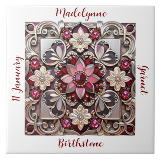 Carreau Medieval Garnet Crest Birthstone (Devant)