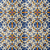 Carreau Mediterranean Blue Floral Portuguese Azulejo