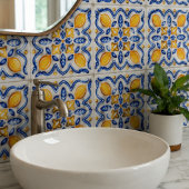 Carreau Mediterranean Lemon Blossom Ceramic Hand Painted