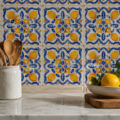 Carreau Mediterranean Lemon Blossom Ceramic Hand Painted