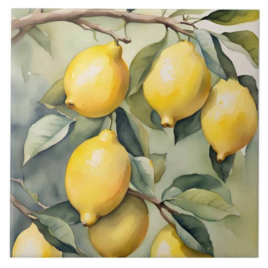 Carreau Mediterranean Lemon Tuscany Watercolor Design (Devant)