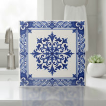 Mediterranean Pattern Pat#10 Blue Ivory ID1195