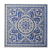 Carreau Mediterranean Pattern Pat#11 Blue Ivory ID1195 (Devant)