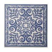 Carreau Mediterranean Pattern Pat#5 Blue Ivory ID1195 (Devant)