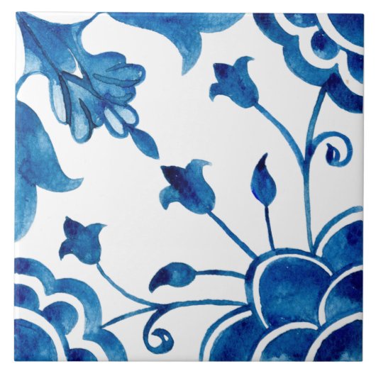Carreau Mediterranean style Azur flower blue pattern (Devant)