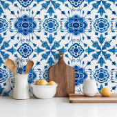Carreau Mediterranean style Azur flower blue pattern