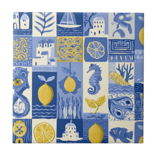 Carreau Mediterranean Tile Lemon Coastal Pattern (Devant)
