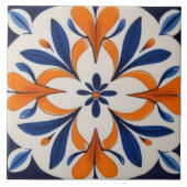 Carreau Méditerranée Abstraite symétrique orange et bleu (Devant)