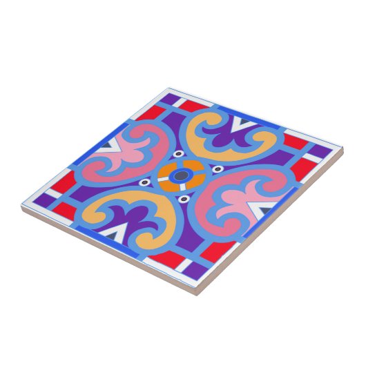 Carreau Méditerranée, tuiles colorées  (Côté)