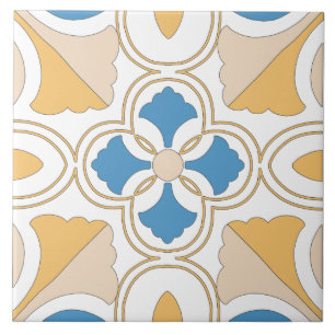 Carreau Méditerranéen Orange Bleu Rose Géométrique Andalou