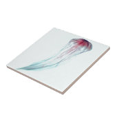 Carreau Méduses roses sur le vert bleu d'Aqua léger (Côté)